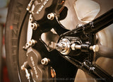 rear view of evo axle on a finished motorcycle
