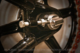 close up view of evo axle on a finished bike