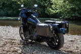 Side Shot of Pioneer Adventure Bags on M8 FXRT Softail